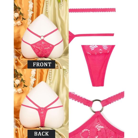 🆕Women Rose Red Polyamide Glitter Strappy Lace Sexy Breathable Underwear Pantie - Picture 5 of 6